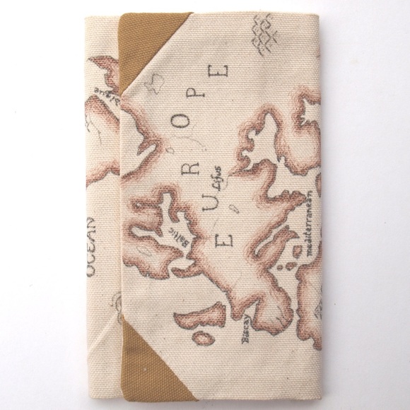 Wallet trifold hand drawn old world map men's - Picture 1 of 4